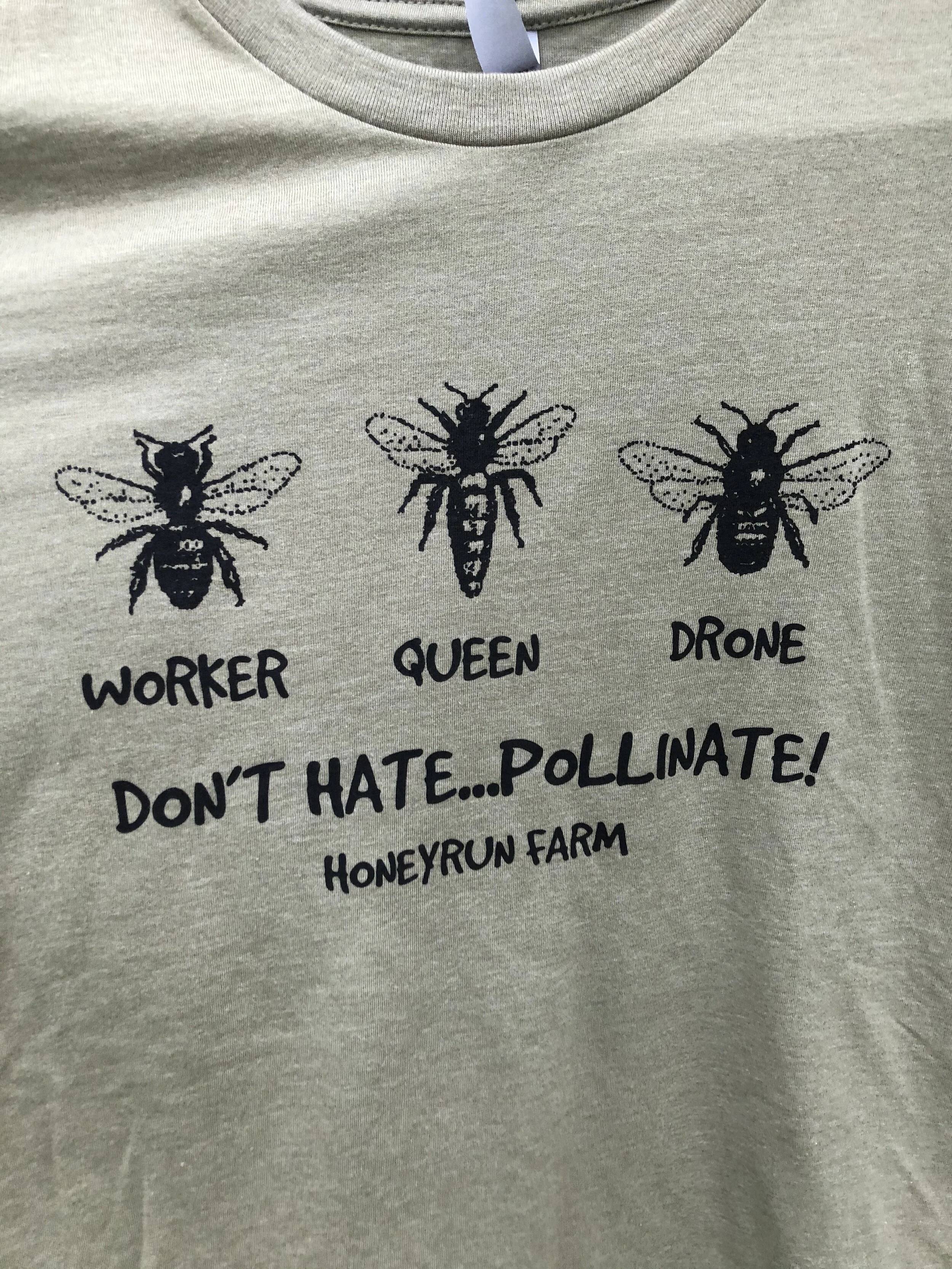 Kids Honeybee Shirt - queen, worker, drone - Don't Hate...Pollinate! —  Honeyrun Farm